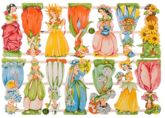 Poëzieplaatjes - 6 vellen - plaatjes - hobby - creatief - decoupage - knutselen - scrapboek - met HONDEN - BLOEMEN - POEZEN