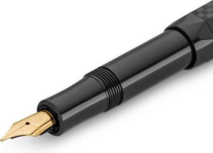 Kaweco - Cadeauset - (5delig) - Vulpen CLASSIC SPORT ZWART Fountain Pen - Medium - Vintage blikje - Oktogonal Clip Vergoldet - Patronen houder TURKOISE - Vullingen