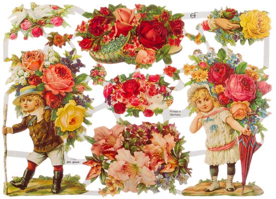 Poëzieplaatjes - 6 vellen - plaatjes - hobby - creatief - decoupage - knutselen - scrapboek - met BLOEMEN
