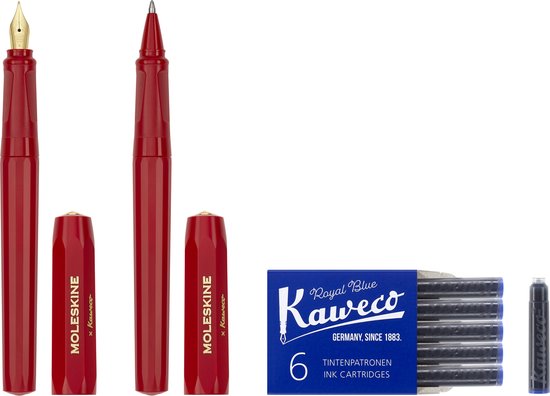 Moleskine X Kaweco Stifte-Set, Vulpen Medium & Balpen 1,0mm, Rood