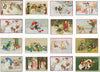 Nostalgische kerstkaarten - 16 stuks - Klassieke Vintage afbeeldingen - Winter - Sneeuw - Feestelijk - Jaarwisseling - Oude Brocante kerstkaarten