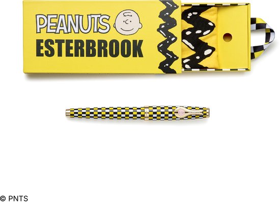 Esterbrook Cadeauset - 4 delig - Peanuts 75th Anniversary 'Charlie Brown' - Vulpen Medium - Balpen - Pen Case - Paper Clip