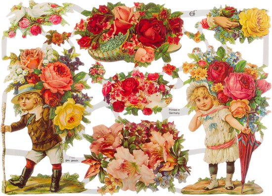 Poëzieplaatjes - 6 vellen - plaatjes - hobby - creatief - decoupage - knutselen - scrapboek met bloemen - kikkers - honden - wilde dieren - vogels
