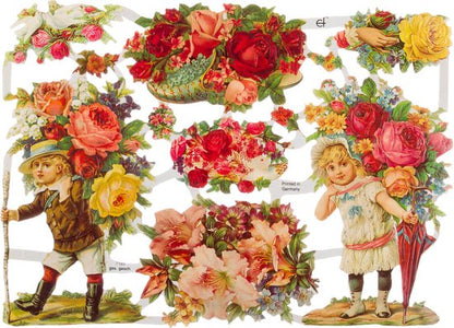 Poëzieplaatjes - 6 vellen - plaatjes - hobby - creatief - decoupage - knutselen - scrapboek met bloemen - kikkers - honden - wilde dieren - vogels