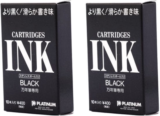 Platinum - Vulpeninkt - 2 doosjes patronen - Zwart - 2x10