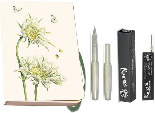 Kaweco - Bekking & Blitz - Schrijfwarenset - NOTEBOOK KLEIN 9,5X15 harde kaft groen - Rollerbal Light Green - vullingen zwart