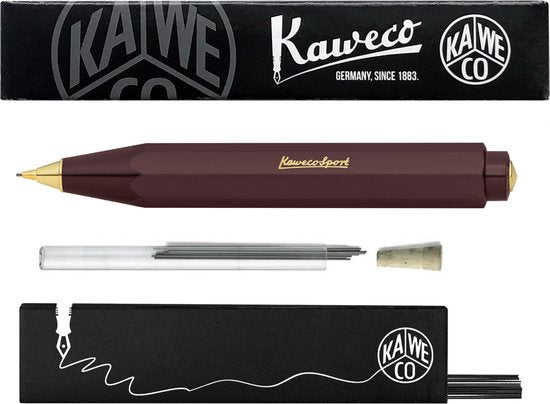 Kaweco - Vulpotlood 0,7 - Classic Sport - Aubergine - Met doosje vullingen in glazen tube