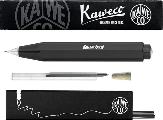 Kaweco - Vulpotlood 0,7 - Skyline Sport - Zwart - Met doosje vullingen in glazen tube