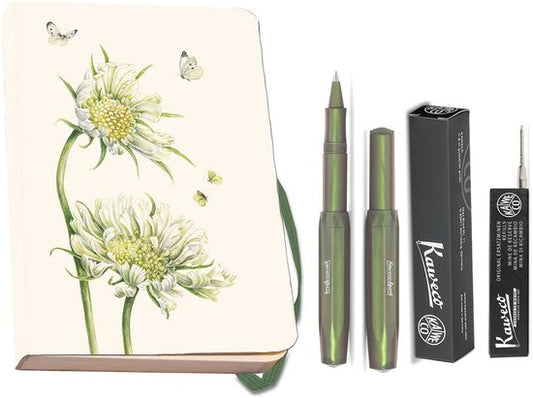 Kaweco - Bekking & Blitz - Schrijfwarenset - NOTEBOOK KLEIN 9,5X15 harde kaft groen - Rollerbal Shadow Green - vullingen zwart