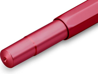 Kaweco - Cadeauset - 4delig - Kaweco AL Sport COLLECTION Fountain Pen RUBY RED Vulpen Medium - Nostalgic Octagonal Clip Gold Plated - Zwart Vintage blikje - Doosje Royal Blue - Doosje zwarte Vullingen