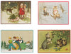 Nostalgische kerstkaarten - 4 stuks - Klassieke Vintage afbeeldingen - Winter - Sneeuw - Feestelijk - Jaarwisseling - Oude Brocante kerstkaarten 15X10,5 en 14X9