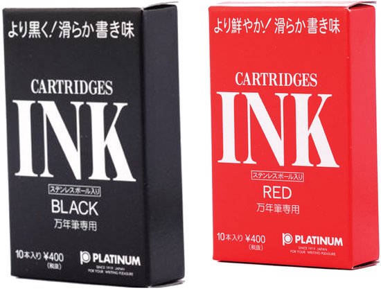 Platinum - Vulpeninkt - 2 doosjes patronen - Rood 10 patronen - Zwart 10 patronen