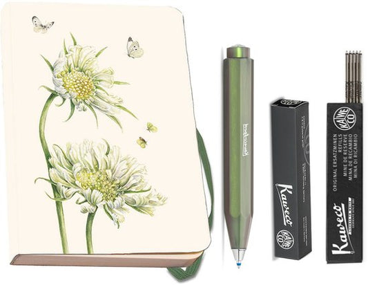 Kaweco - Bekking & Blitz - Schrijfwarenset - NOTEBOOK KLEIN 9,5X15 harde kaft groen - Balpen Shadow Green - Balpenvullingen zwart