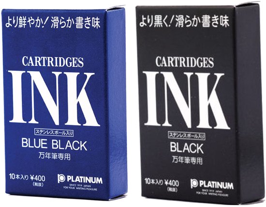 Platinum - Vulpeninkt - 2 doosjes patronen - Blauw 10 patronen - Zwart 10 patronen
