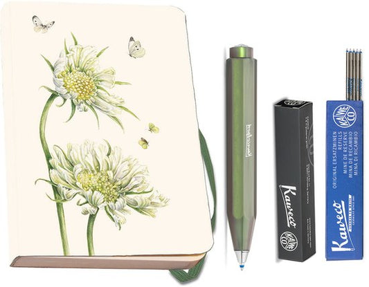 Kaweco - Bekking & Blitz - Schrijfwarenset - NOTEBOOK KLEIN 9,5X15 harde kaft groen - Balpen Shadow Green - Balpenvullingen blauw