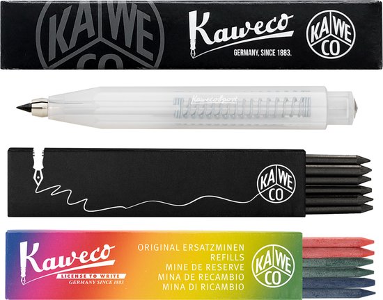 Kaweco - Vulpotlood 3,2 - Frosted Sport - Coconut (Natural) - Met doosje vullingen Zwart - Doosje vullingen 3 kleur