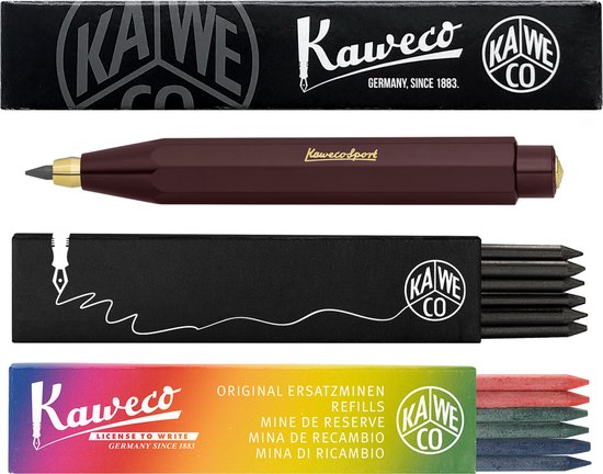 Kaweco - Vulpotlood 3,2 - Classic Sport - Bordeaux - Met doosje vullingen Zwart - Doosje vullingen 3 kleur