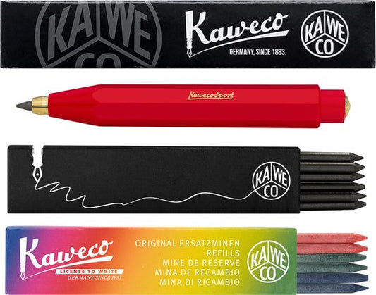 Kaweco - Vulpotlood 3,2 - Classic Sport - Rood - Met doosje vullingen Zwart - Doosje vullingen 3 kleur
