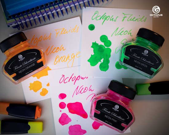 Octopus - Vulpeninkt - Schrijfinkt - Markeerstift, neoninkt, neonroze - 30ml - Met Converter