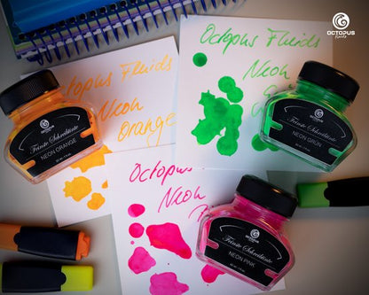 Octopus - Vulpeninkt - Schrijfinkt - Markeerstift, neoninkt, neonroze - 30ml - Met Converter