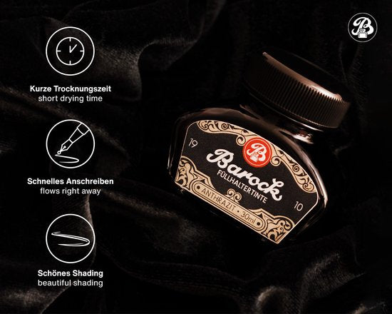 Octopus - Barok - Vulpeninkt - Schrijfinkt - Anthraciet - 30ml - Met Converter