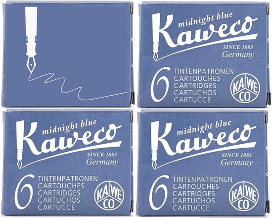 Kaweco - Vulpen vullingen - 4 doosjes - Midnight Blue, Blauw-Zwart