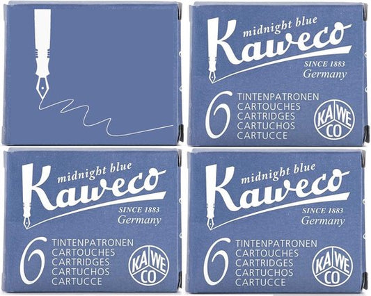 Kaweco - Vulpen vullingen - 4 doosjes - Midnight Blue, Blauw-Zwart