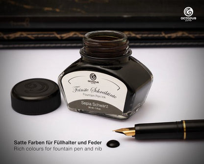 Octopus - Vulpeninkt - Schrijfinkt - Sepia Zwart - 30ml - Met Converter