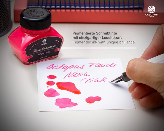Octopus - Vulpeninkt - Schrijfinkt - Markeerstift, neoninkt, neonroze - 30ml - Met Converter