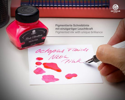 Octopus - Vulpeninkt - Schrijfinkt - Markeerstift, neoninkt, neonroze - 30ml - Met Converter