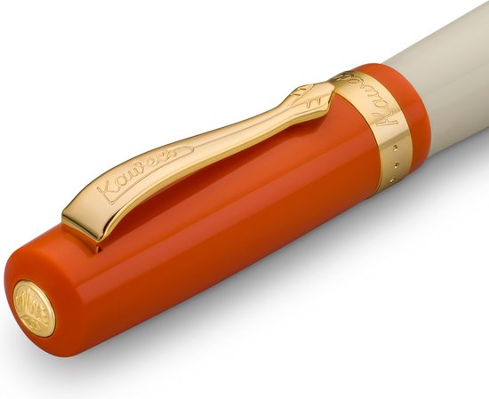 Kaweco - Cadeauset - Vulpen Extra Fine Student 70'S Blues - Balpen Student - Oranje Ivory - Gratis Lederen Etui - Gratis Cadeaubox - Vullingen Blauw