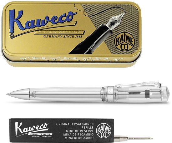 Kaweco - set - Balpen - Student - Transparent in vintage blikje - doosje G2 zwarte balpenvulling