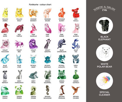 Glazen dip pen set Oranje - Potje Octopus inkt blauw-blue chameleon