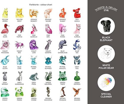 Glazen dip pen set Oranje - Potje Octopus inkt grey kangeroo