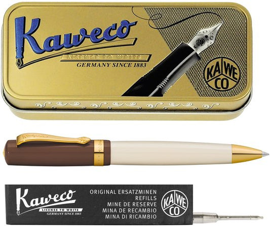 Kaweco - set - Balpen - Student 20's Jazz - Bruin in vintage blikje - doosje G2 zwarte balpenvulling