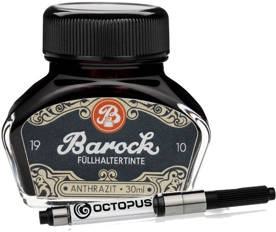 Octopus - Barok - Vulpeninkt - Schrijfinkt - Anthraciet - 30ml - Met Converter