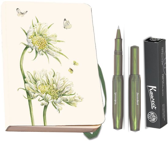 Kaweco - Bekking & Blitz - Schrijfwarenset - NOTEBOOK KLEIN 9,5X15 harde kaft groen - Rollerbal Shadow Green