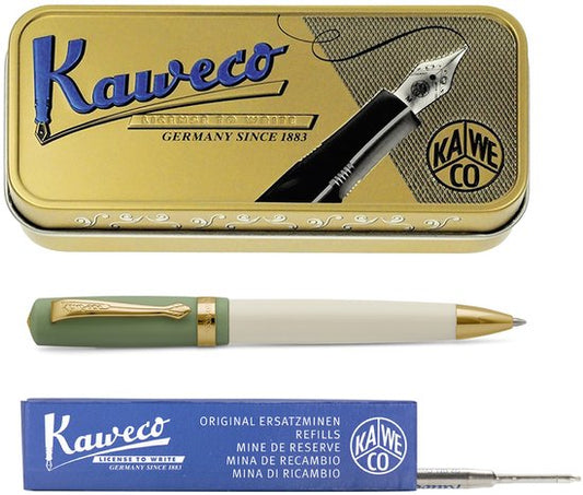Kaweco - set - Balpen - Student 60's Swing - Groen in vintage blikje - doosje G2 Blauwe balpenvulling