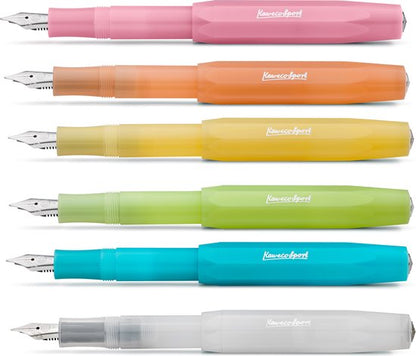 Kaweco - FROSTED SPORT BLUE BERRY Fountain Pen - Medium - Oktogonal Clip Chrome - Doosje Vullingen