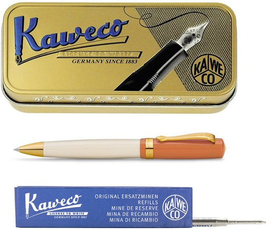 Kaweco - set - Balpen - Student 70's Soul - Oranje in vintage blikje - doosje G2 Blauwe balpenvulling