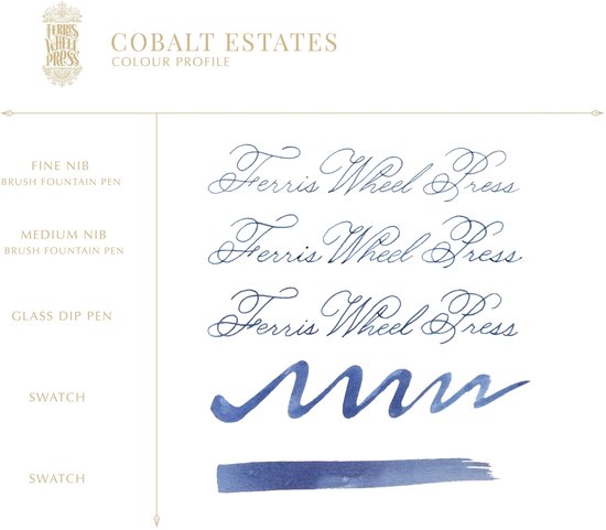 Ferris Wheel Press - schrijfinkt - klein flesje 10cc - Everyday Collection | Cobalt Estates Ink 10ml