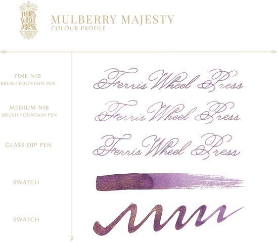 Ferris Wheel Press - schrijfinkt - klein flesje - Everyday Collection | Mulberry Majesty - Ink 10ml
