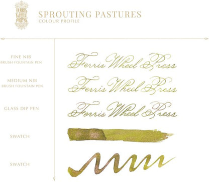 Ferris Wheel Press - schrijfinkt - klein flesje 10cc - FerriTales | Bestiary Series - Sprouting Pastures Ink 10ml