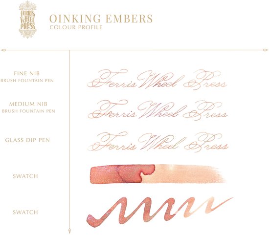 Ferris Wheel Press - schrijfinkt - klein flesje 10cc - FerriTales | The Three Little Pigs - Oinking Embers Ink 10ml