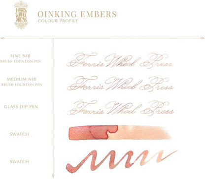 Ferris Wheel Press - schrijfinkt - klein flesje 10cc - FerriTales | The Three Little Pigs - Oinking Embers Ink 10ml