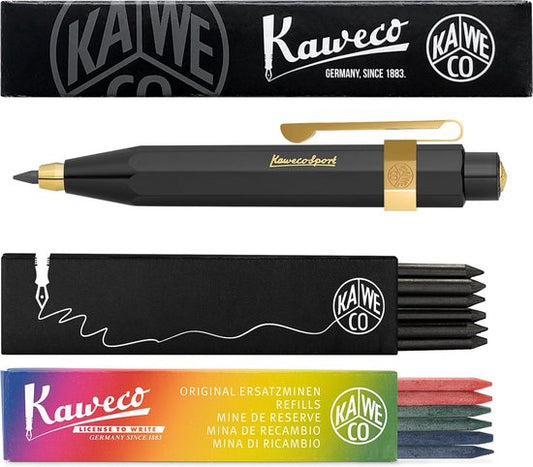 Kaweco - Vulpotlood 3,2 - Classic Sport - Oktogonal Clip Vergoldet - Zwart - Met doosje vullingen Zwart - Doosje vullingen 3 kleur