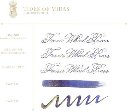 Ferris Wheel Press - schrijfinkt - klein flesje 10cc - FerriTales | The King Midas - Tides of Midas Ink 10ml