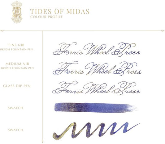 Ferris Wheel Press - schrijfinkt - klein flesje 10cc - FerriTales | The King Midas - Tides of Midas Ink 10ml