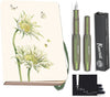 Kaweco - Bekking & Blitz - Schrijfwarenset - NOTEBOOK KLEIN 9,5X15 harde kaft groen - Vulpen Shadow Green Extra Breed - Met doosje vullingen