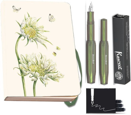 Kaweco - Bekking & Blitz - Schrijfwarenset - NOTEBOOK KLEIN 9,5X15 harde kaft groen - Vulpen Shadow Green Medium - Met doosje vullingen